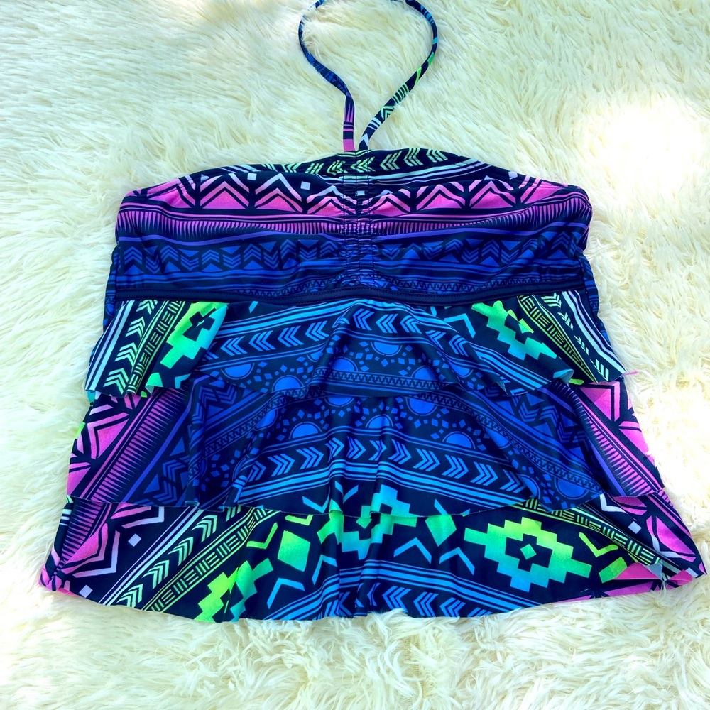 Justice Pink and Blue Halter tankini top. Girls size large plus 12-14 plus